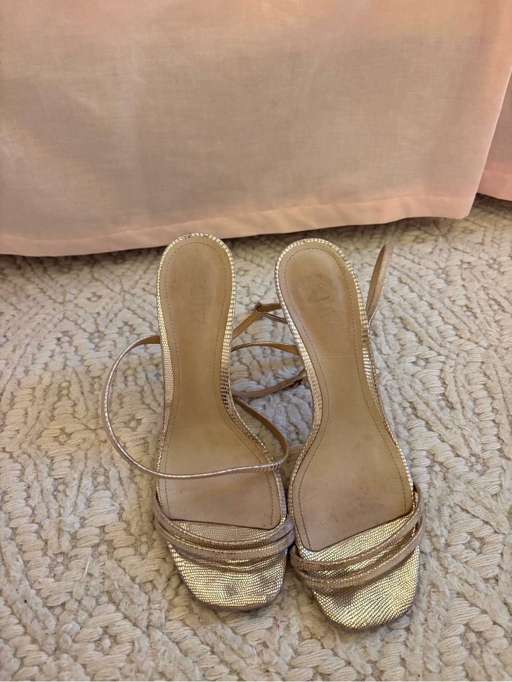 SCHUTZ Metallic Gold Strappy Heeled Sandals